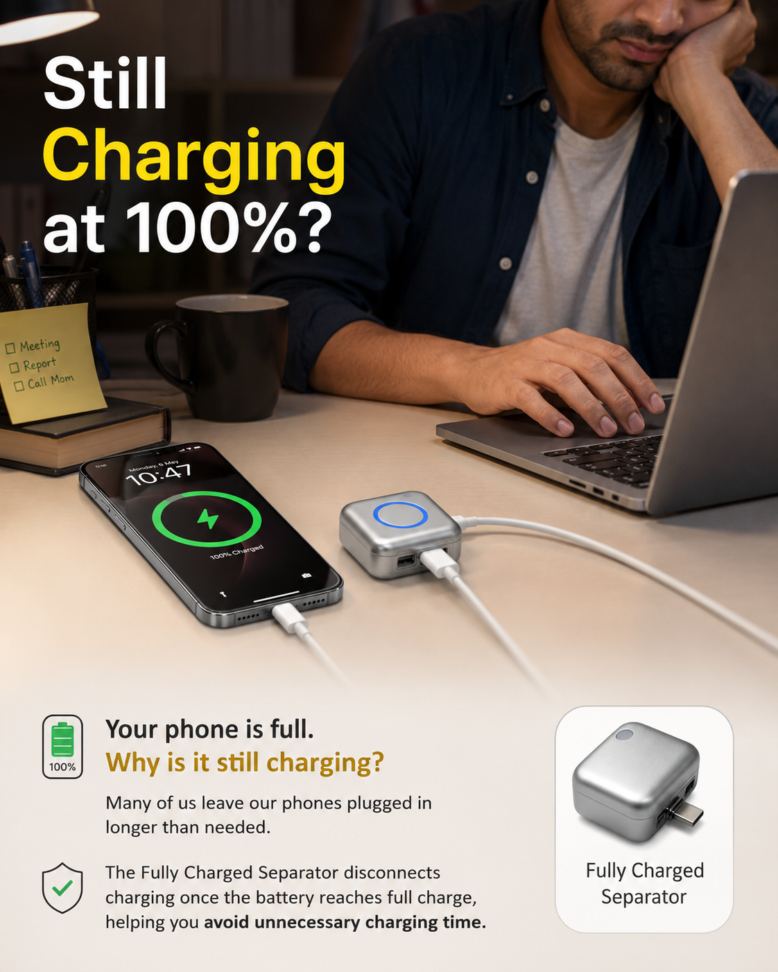 Noviq SafeCharge | USB-C Auto Charge Disconnect